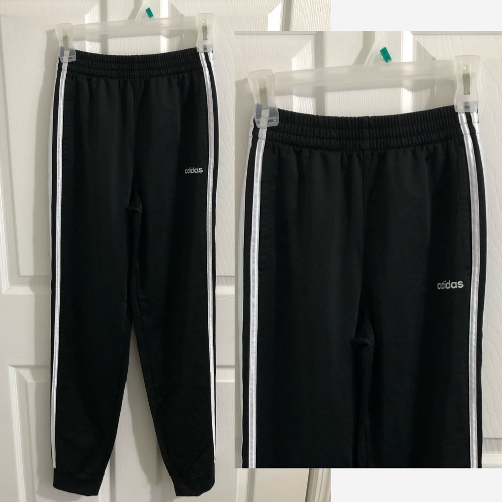Black Adidas Jogger with White Stripes